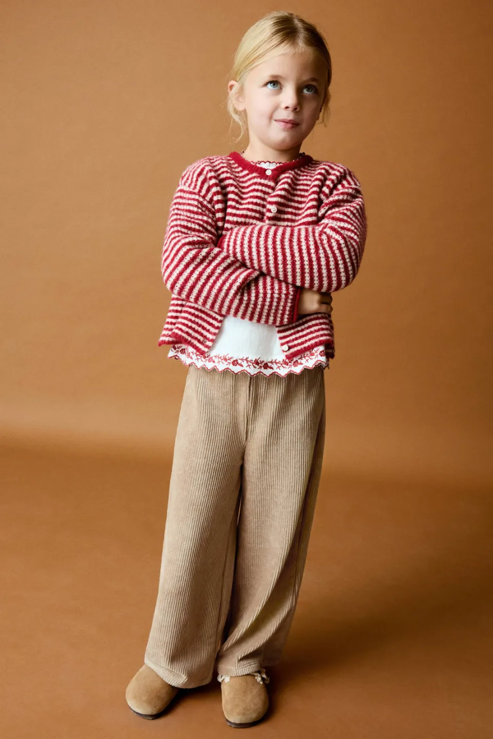 Mango corduroy casual broek beige