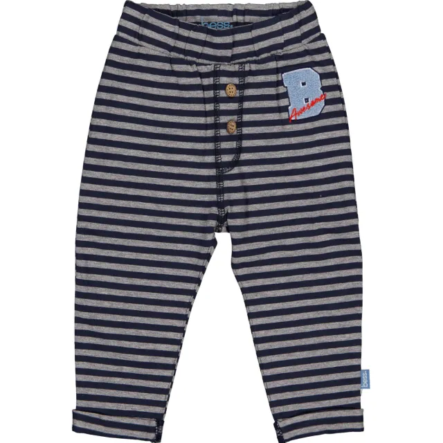 BESS gestreepte babybroek met patches donkerblauw/grijs, foto 2