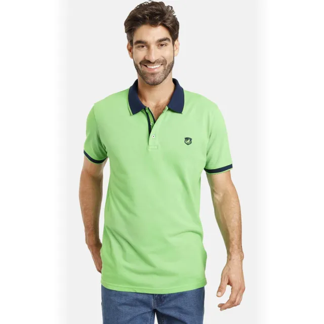 Jan Vanderstorm oversized polo LAVRANS Plus Size met contrastbies groen