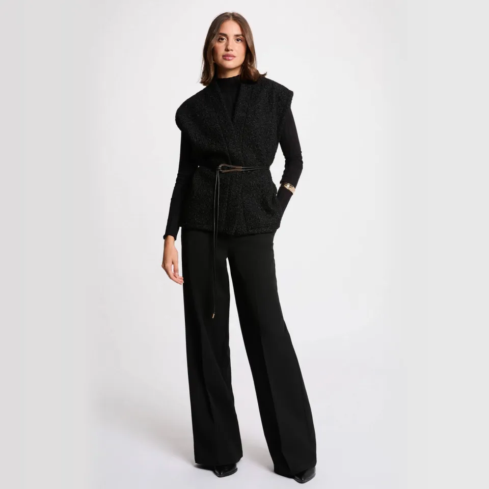 Morgan teddy gilet met ceintuur - zwart, foto 4