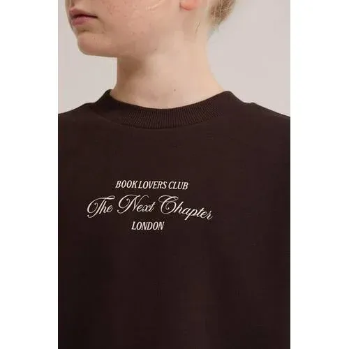 WE Fashion pied-de-poule midi sweatjurk donkerbruin beige, foto 5