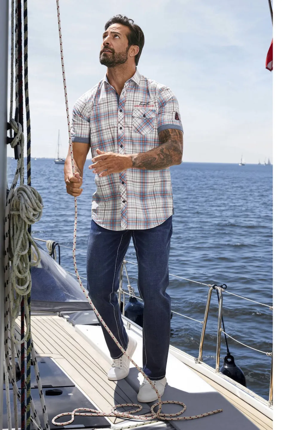 Jan Vanderstorm +FIT Collectie regular geruit casual overhemd lichtblauw blauw, foto 4