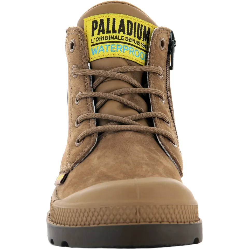Palladium Schoolkind leren veterschoenen met profielzool - cognac, foto 3