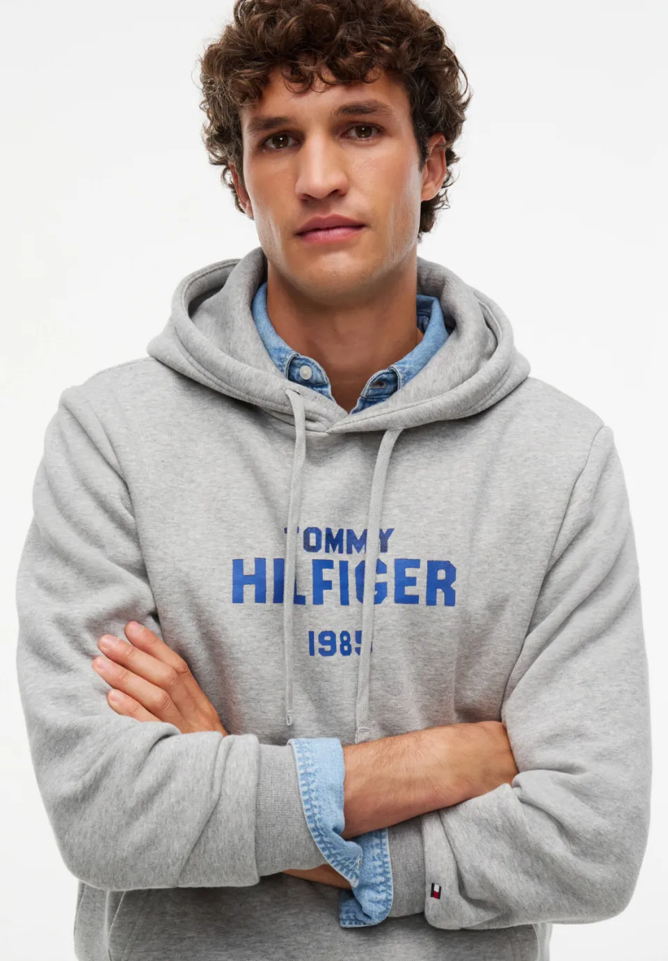 Tommy Hilfiger regular fit hoodie met print - lichtgrijs, foto 5