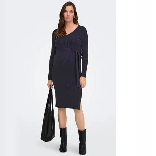 Only gebreide zwangerschaps midi jurk donkerblauw, foto 3