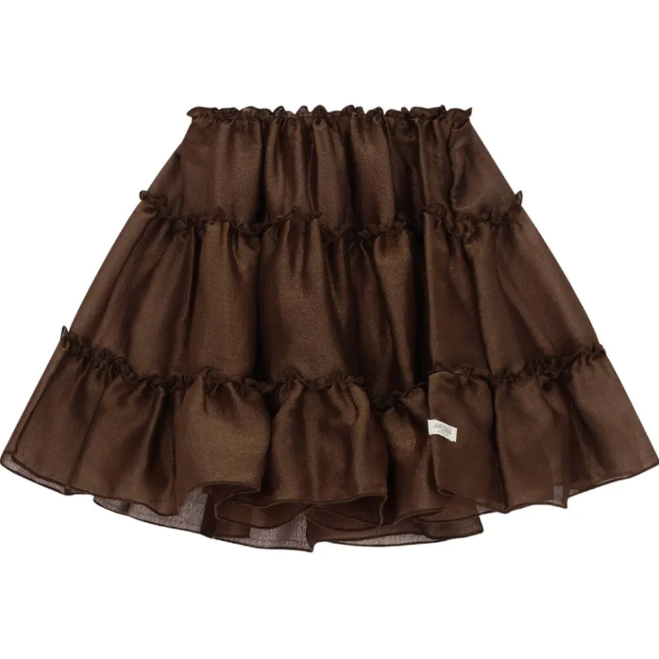 Le Chic korte tule A-lijn rok met glitters donkerbruin, foto 2