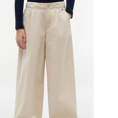 Tommy Hilfiger wijde broek met plooien beige, foto 4