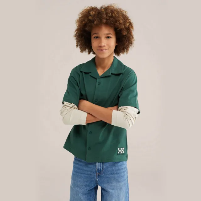 WE Fashion overhemd - donkergroen Donkergroen/beige