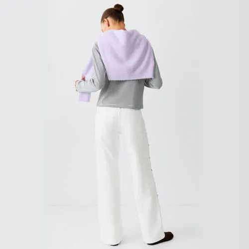Mango TEEN wide leg jeans met studs - wit, foto 3