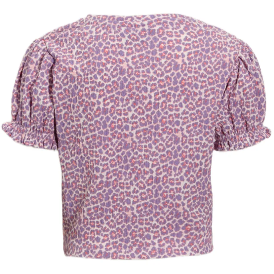 Anytime crinkle top met panterprint roze, foto 3
