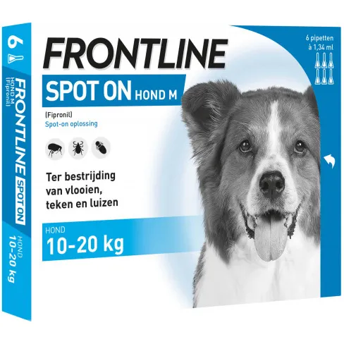 Frontline spot-on anti-vlooienmiddel voor de hond M (10 - 20 kg) 6 pipetten