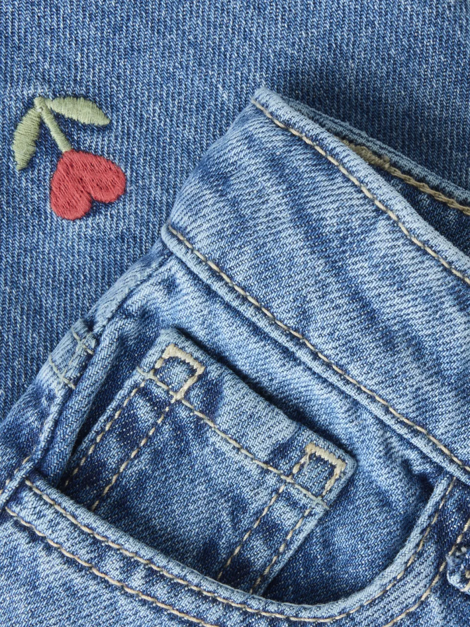 NAME IT MINI gebloemde mom jeans met borduursels - mediumblauw, foto 7