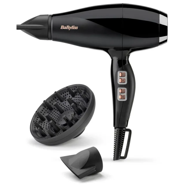 Babyliss Air Power Pro 2300 föhn - Met difusser en 2 extra blaasmonden - 6716DE Zwart