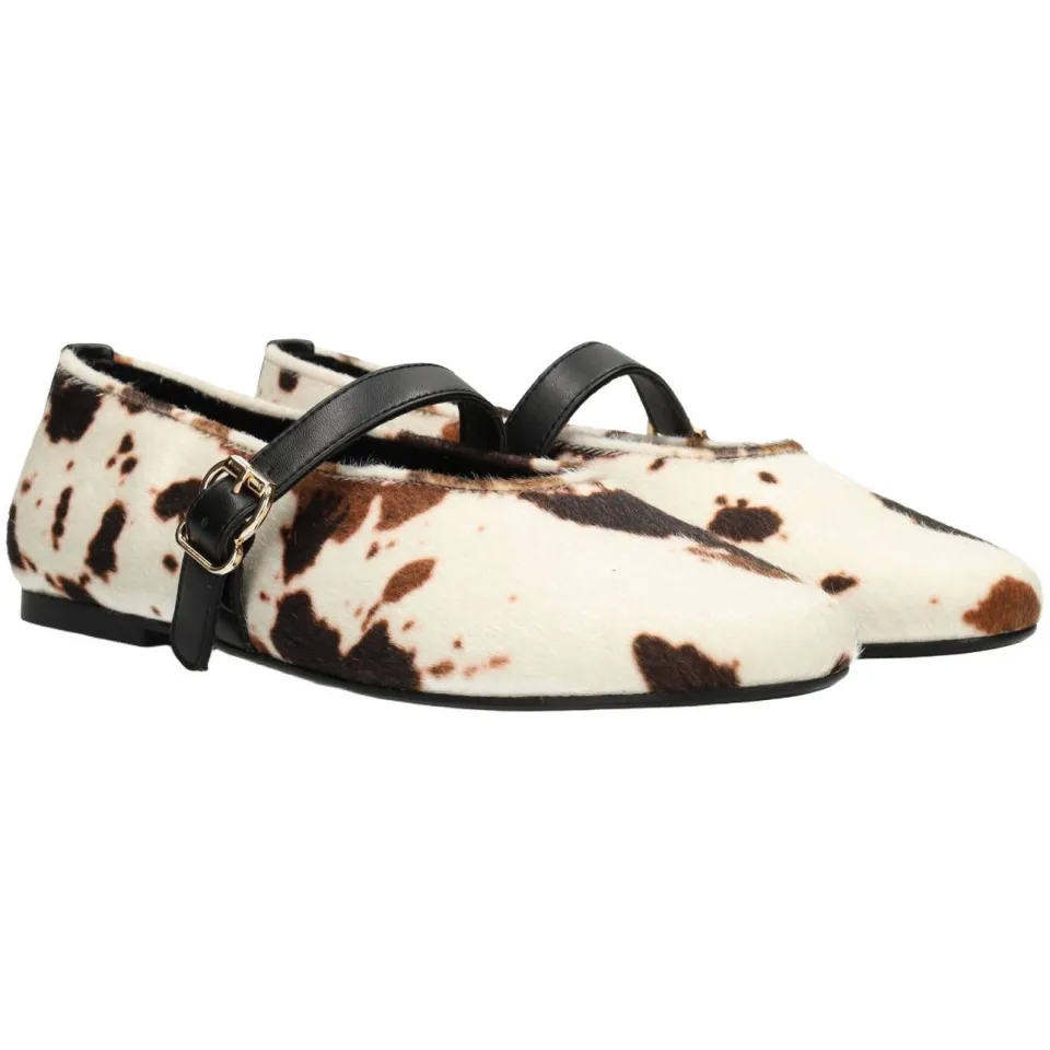 POSH by Poelman Gina ballerina's met koeienprint ecru/bruin, foto 2