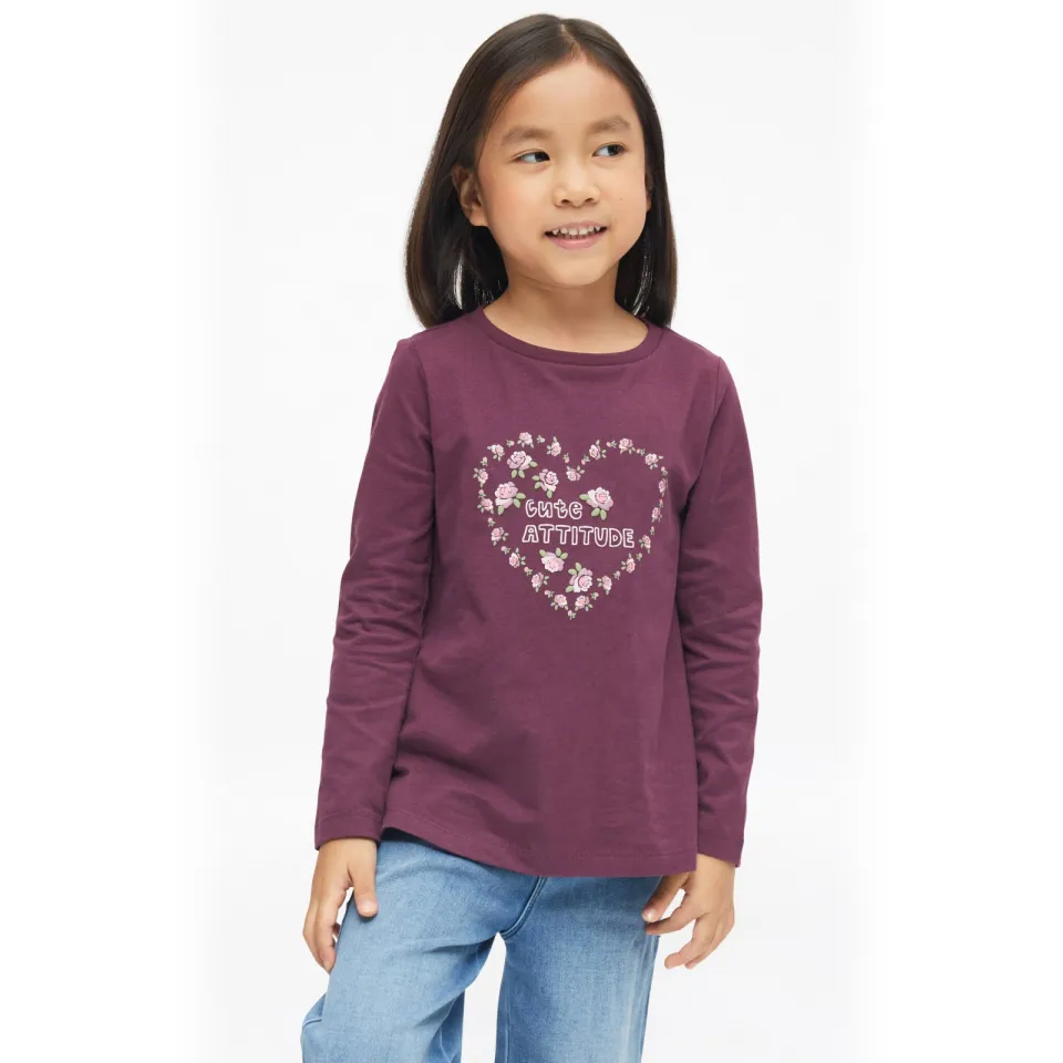 s.Oliver longsleeve met print aubergine