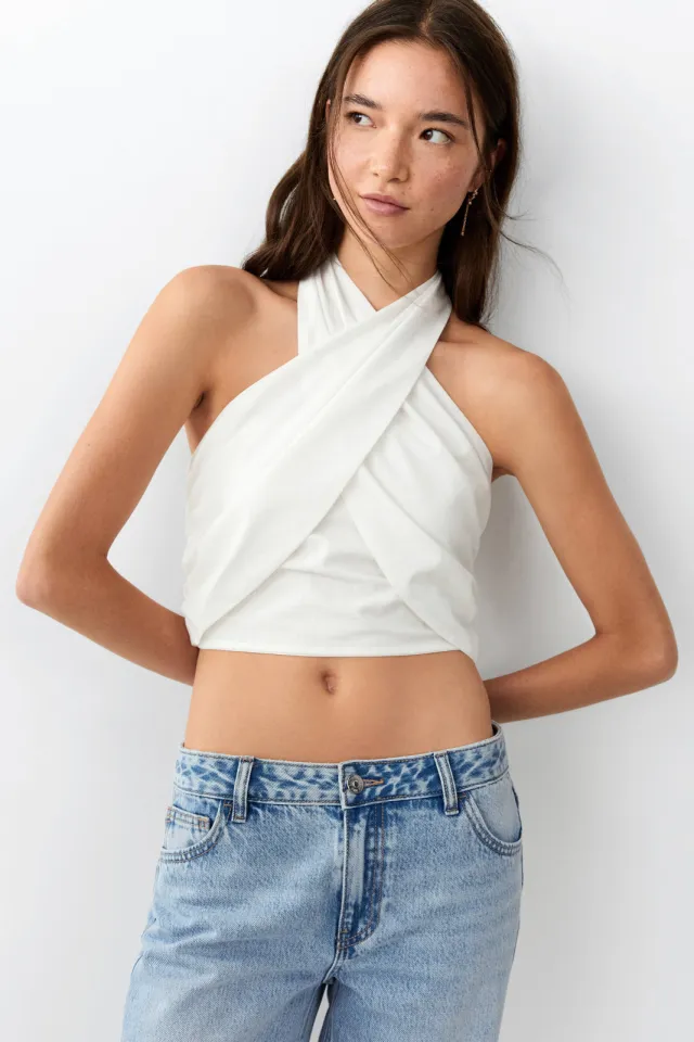 Mango Teen cropped haltertop wit, foto 2