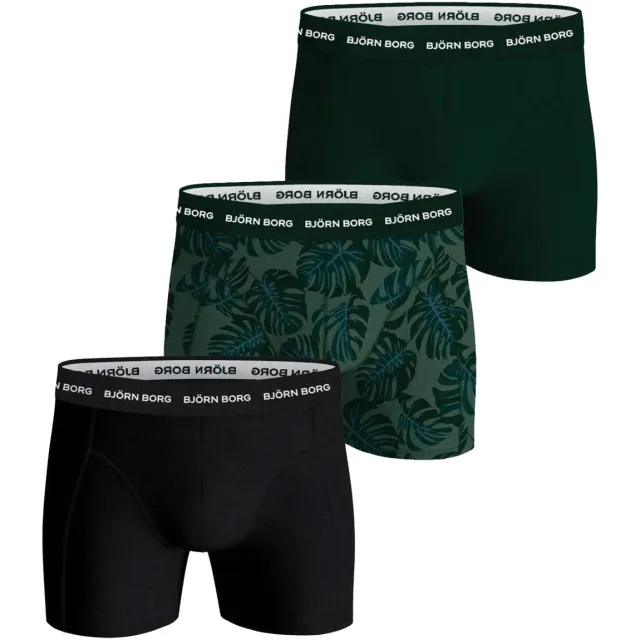 Björn Borg Cotton Stretch boxershorts groen/zwart (3-pack) Multi