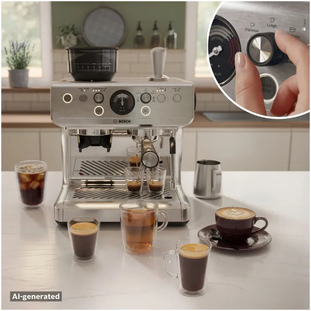 Bosch PFE403B3 espressomachine RVS, foto 2