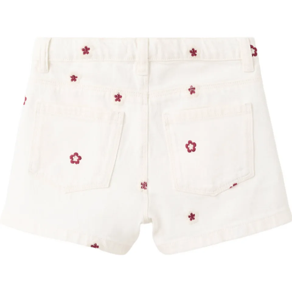 Mango Kids gebloemde denim short met borduursels ecru, foto 3