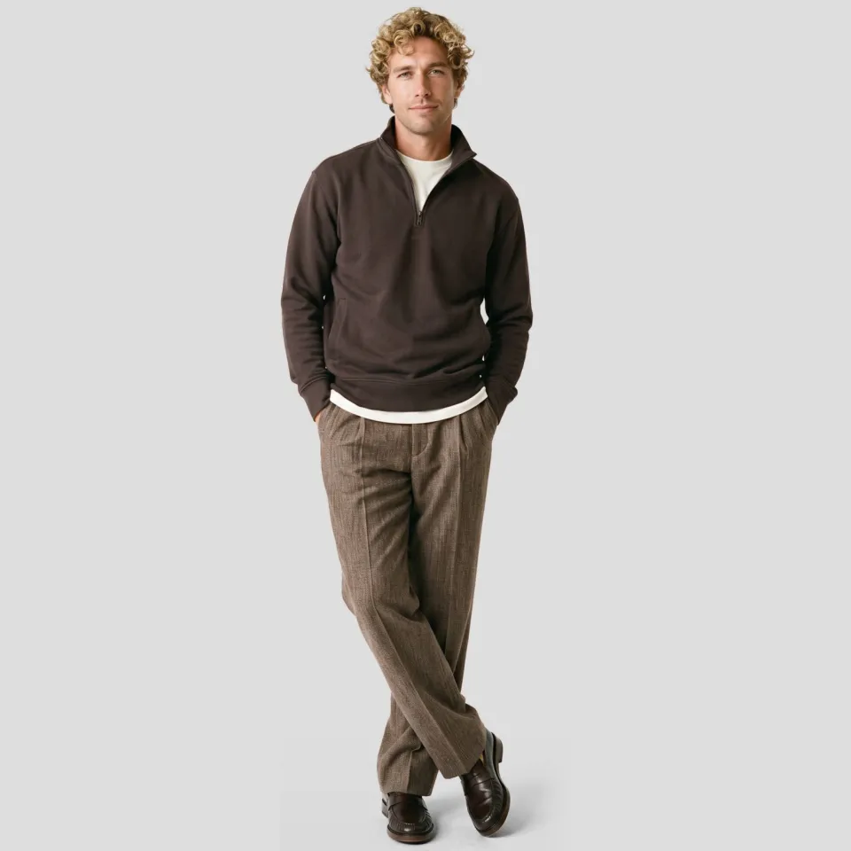 Boss Ze_Smallzip relaxed fit sweater - dark brown, foto 4