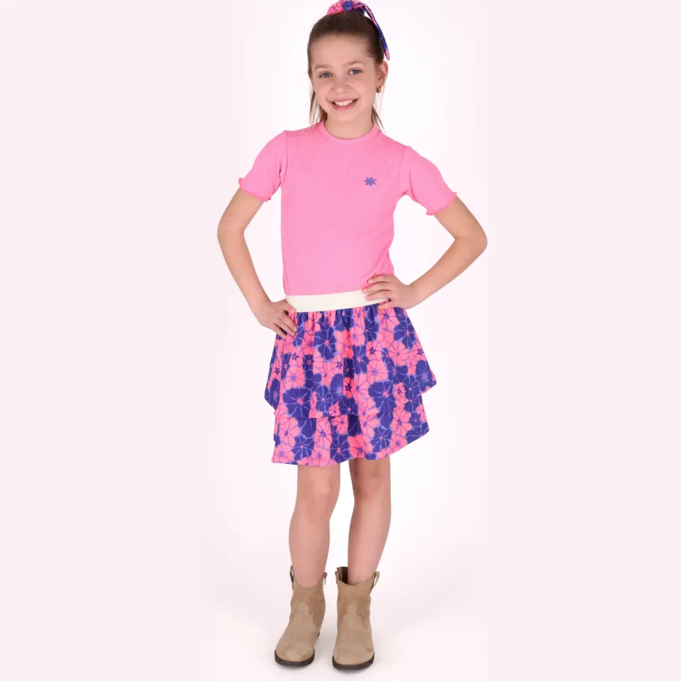 B.Nosy midi jurk roze blauw Roze/blauw