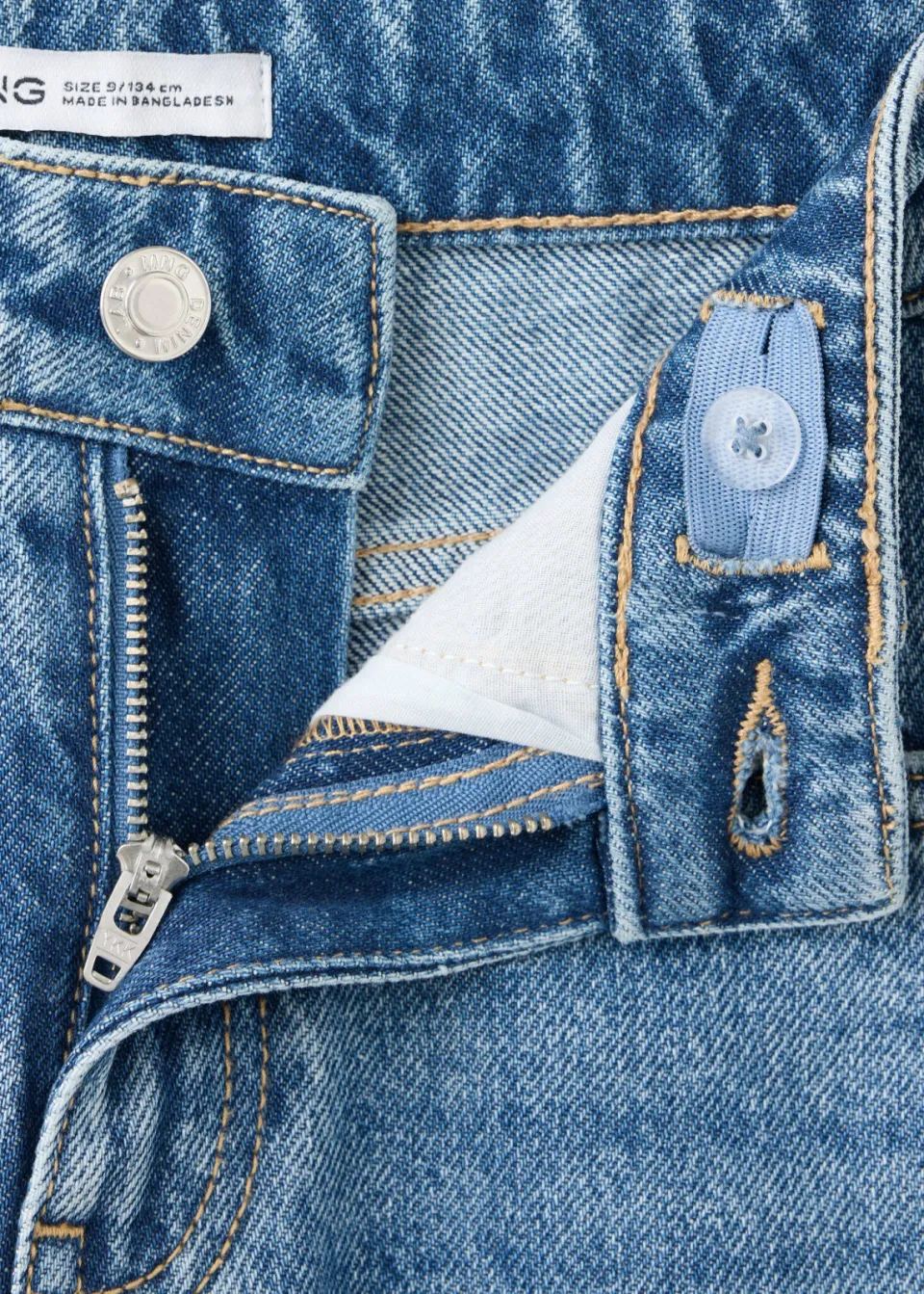Mango Kids regular waist wide leg jeans met rafels - mediumblauw, foto 2