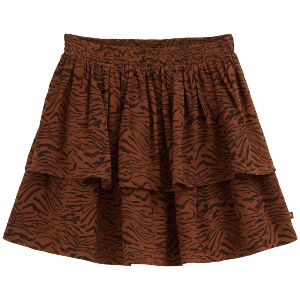 WE Fashion korte rok met ruches en zebraprint camel, foto 2