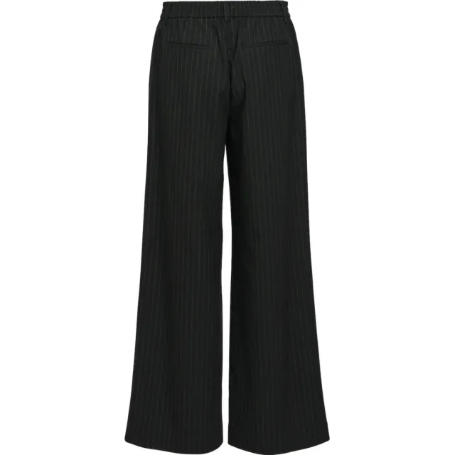 Object wide leg pantalon met krijtstreep OBJLISA zwart/ grijs, foto 2