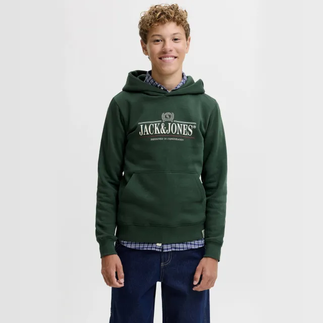 Jack & Jones JUNIOR hoodie met logo - donkergroen