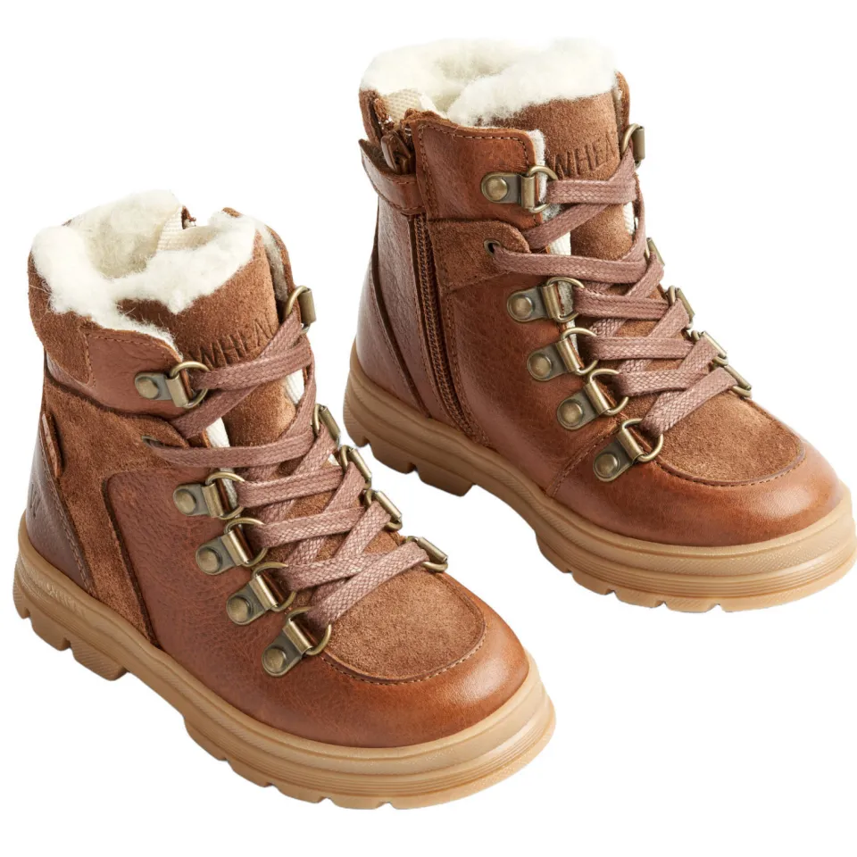 Wheat leren enkelboots met profielzool - cognac, foto 3