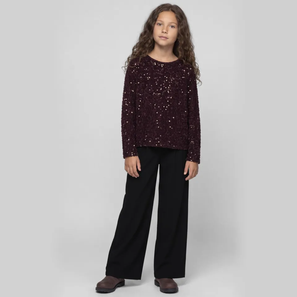 NAME IT KIDS rechtvallende blousetop met pailletten - wijnrood
