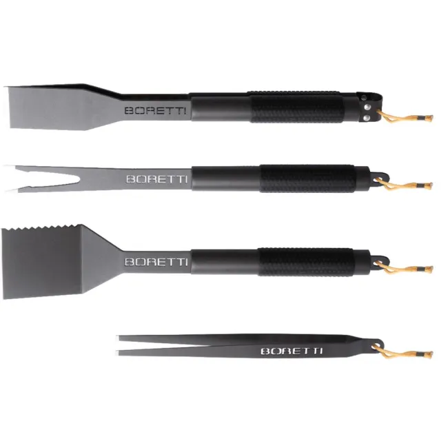 Boretti barbecue grill gereedsschapsset 4-delig (tang, spatel, vork, pincet) Grijs