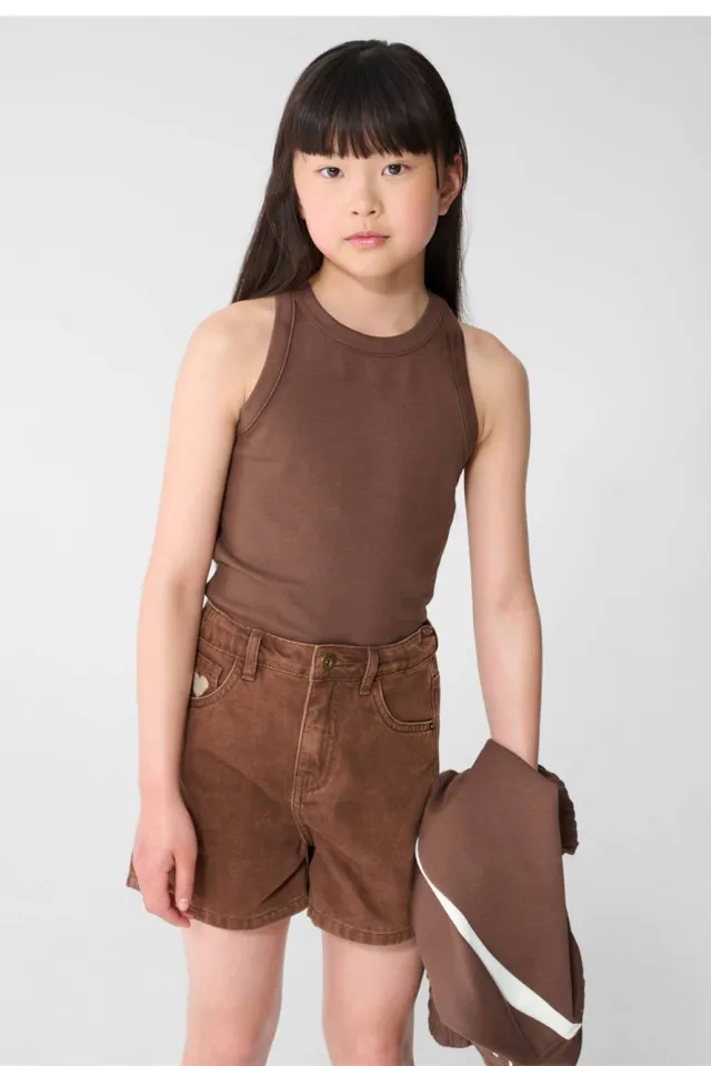 Shoeby mouwloze top bruin