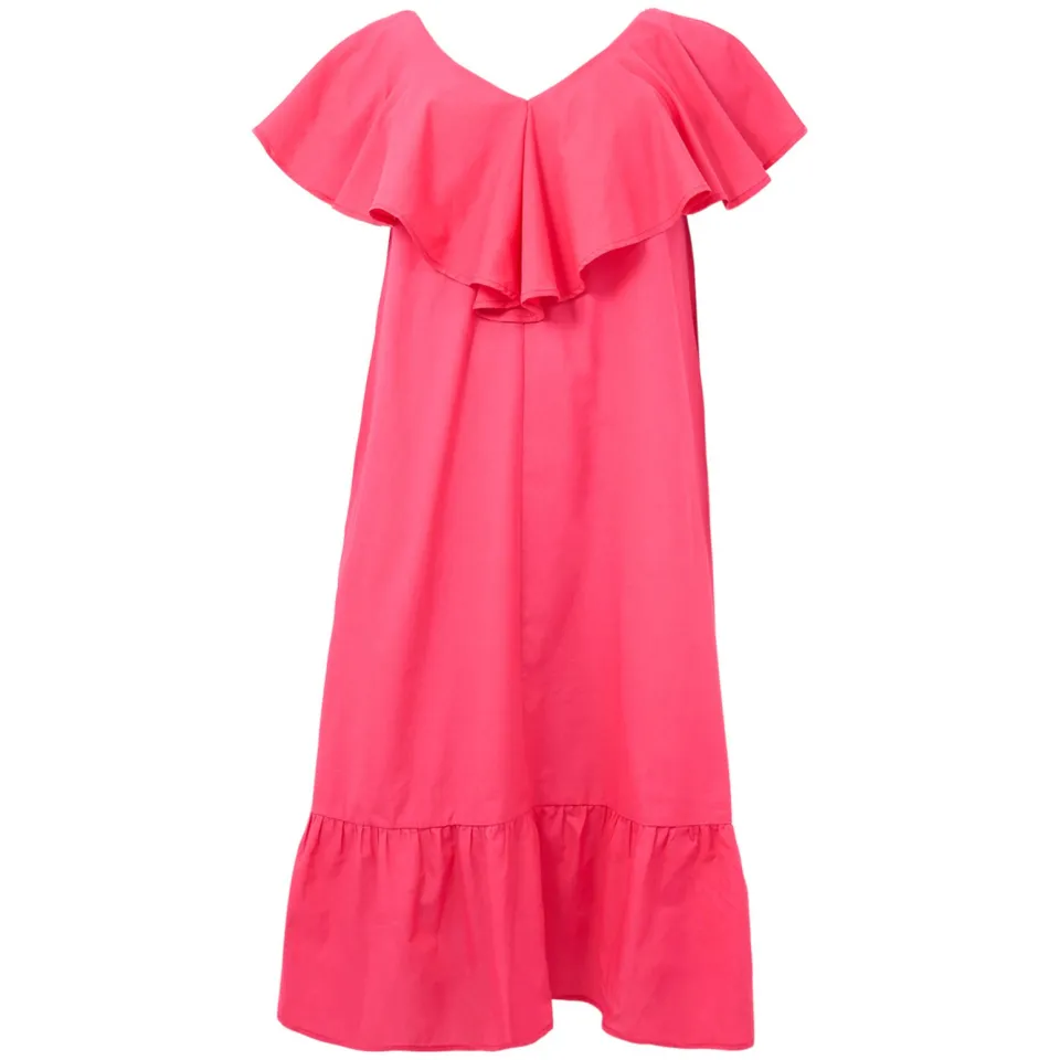 Yoek Swing jurk met ruches roze, foto 2