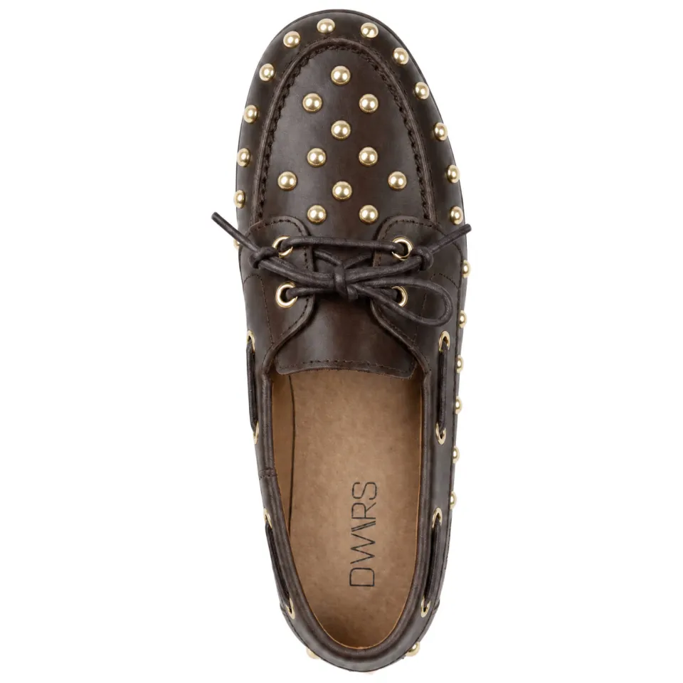DWRS LATTY big studs leren bootschoenen met print - donkerbruin, foto 3