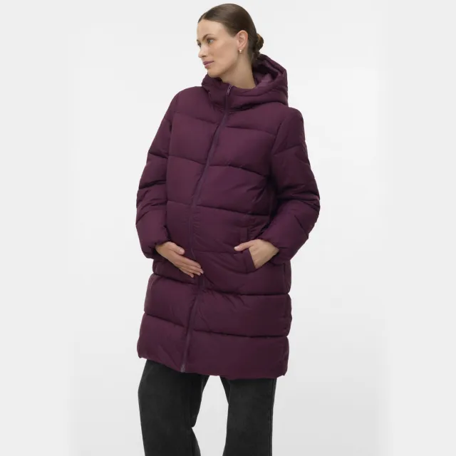 Mamalicious MLURSA zwangerschaps winterjas burgundy, foto 2