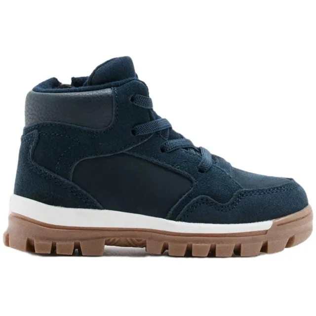 Mango Kids leren enkelboots met profielzool - donkerblauw