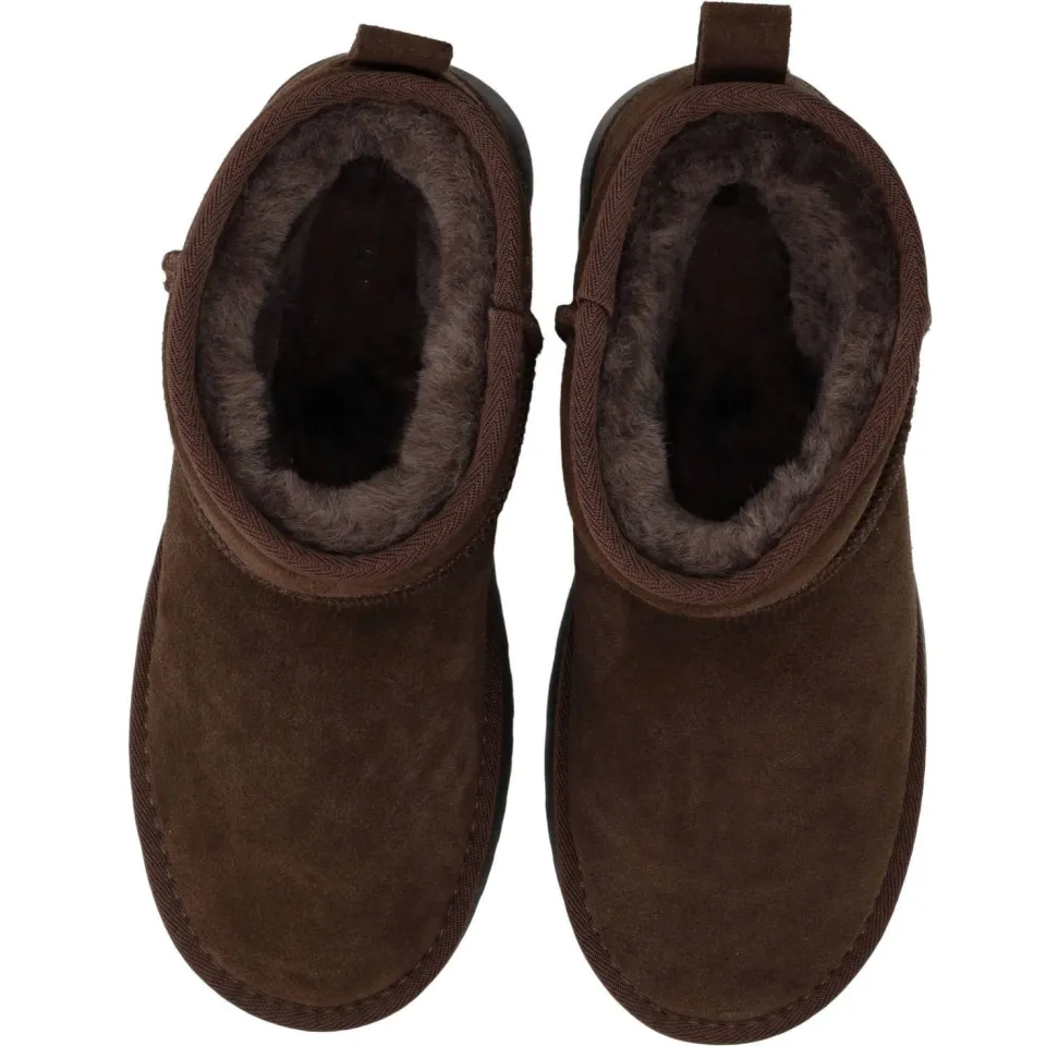 Poelman Eliza suède enkelboots met plateauzool - donkerbruin, foto 2
