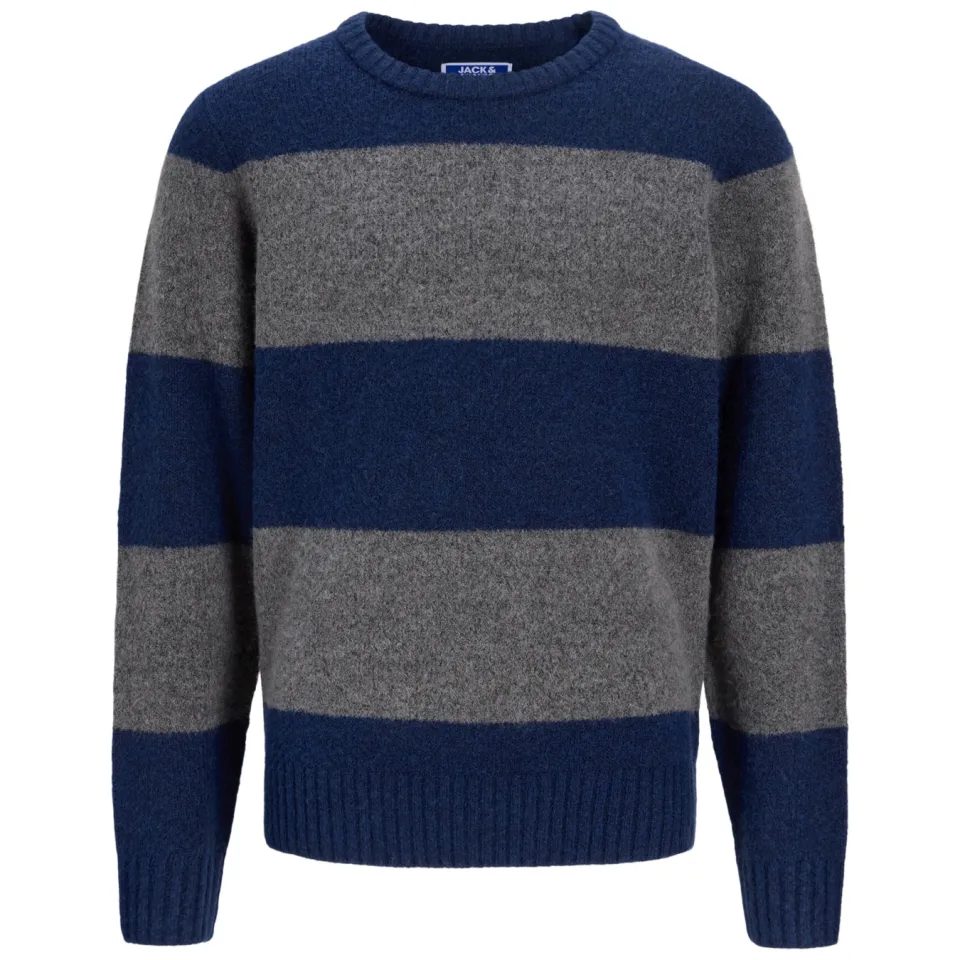 Jack & Jones JUNIOR gebreide gestreepte trui met wol - donkerblauw, foto 2