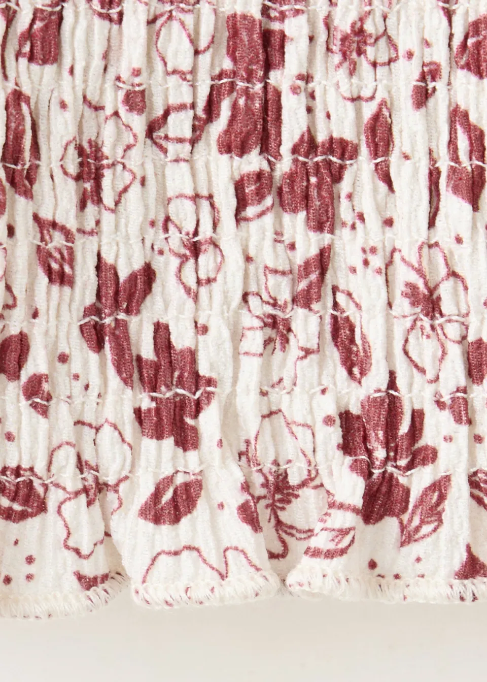 Mango Kids gebloemde top met ruches en smockwerk donkerrood donkerrood/wit, foto 6