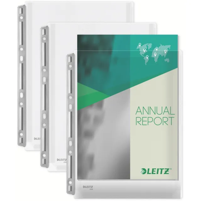 Leitz Harmonica showtas leitz premium 0.17mm metalen Perforatiestrip copy safe a4 glashelder 3 stuks