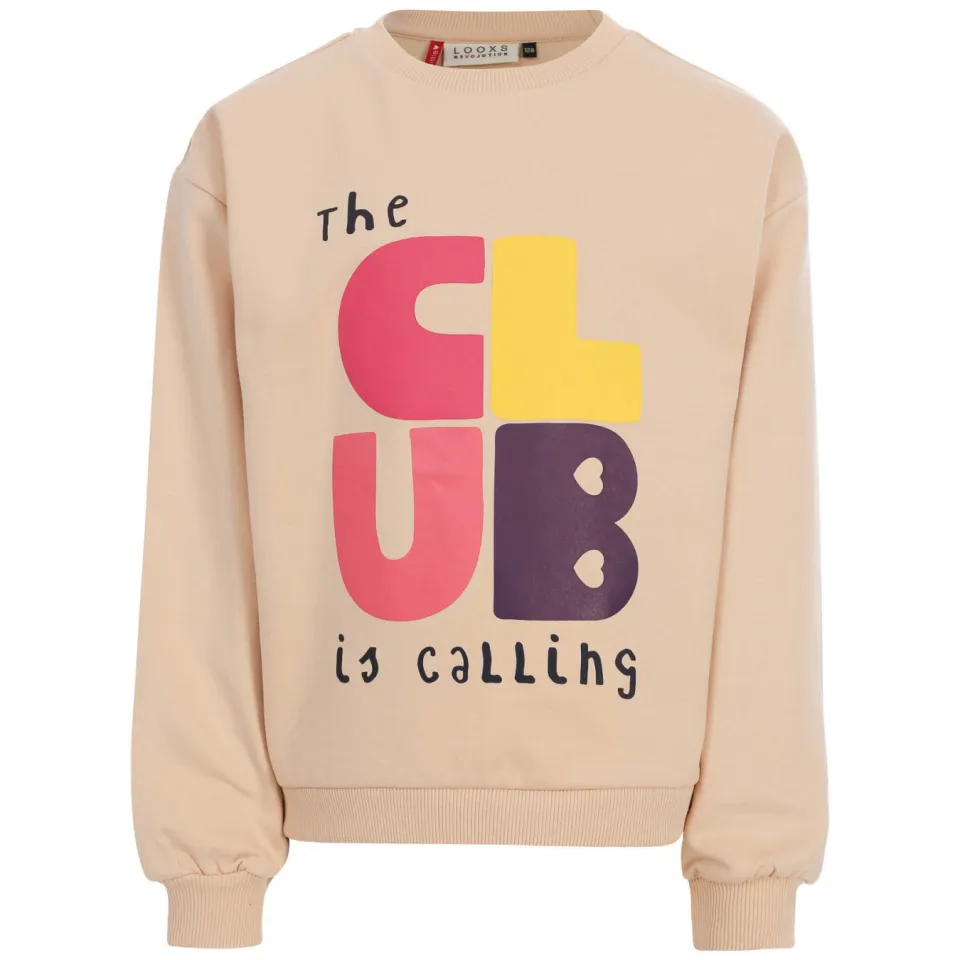 LOOXS little rechtvallende sweater met tekst - beige, foto 2