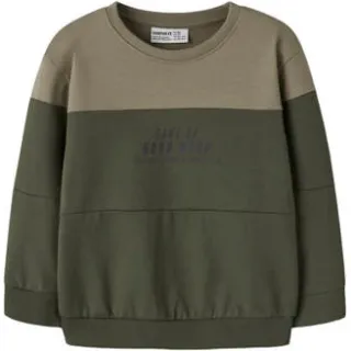 NAME IT MINI rechtvallende sweater met tekst - donkergroen Meerkleurig Donkergroen/middengroen