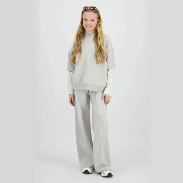 Raizzed wide leg joggingbroek lichtgrijs melange