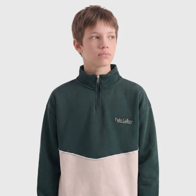 Only & Sons Ceres sweater met halve rits donkergroen Donkergroen/ecru