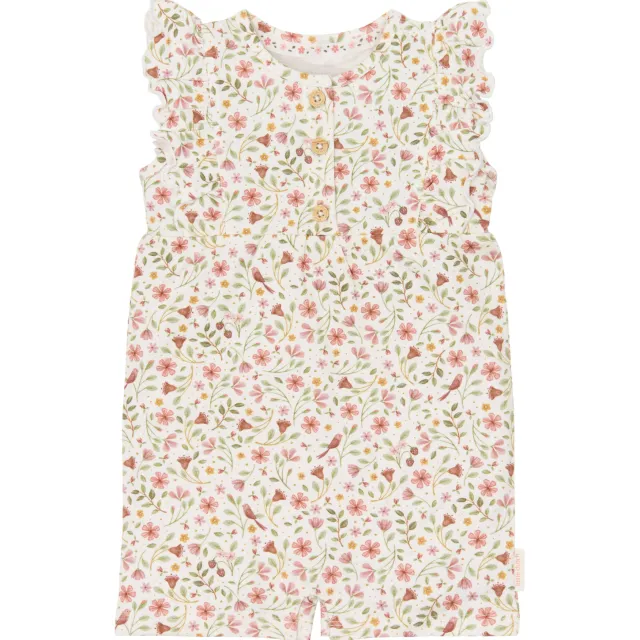 Little Dutch gebloemde playsuit ecru Ecru/roze/groen