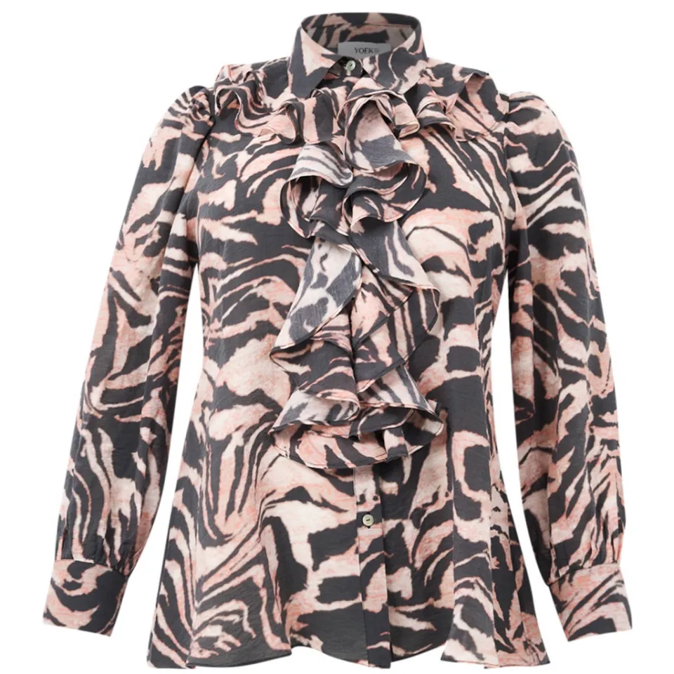 Yoek MILLY blouse dierenprint zwart, roze, foto 3