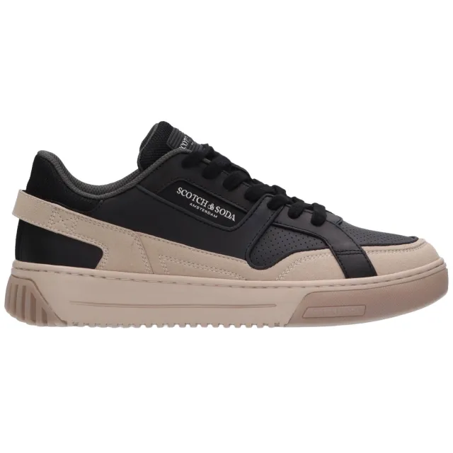 Scotch & Soda leren sneaker met meerkleurige accenten zwart