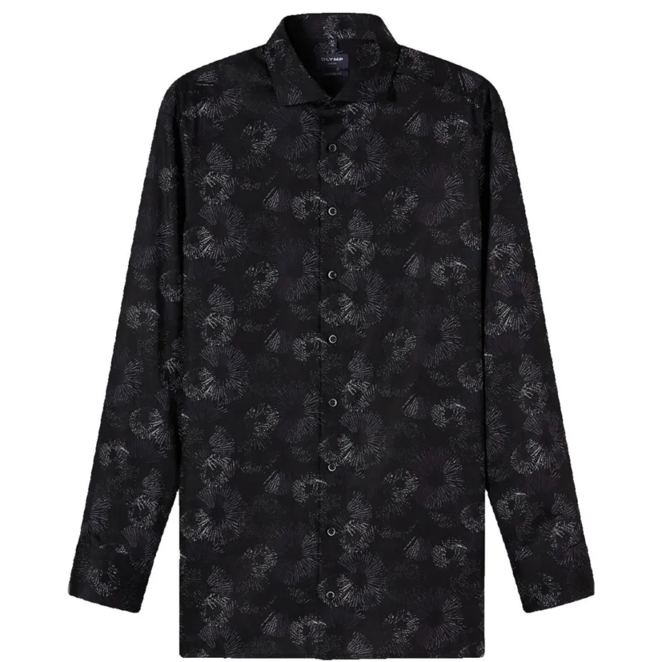 Olymp getailleerd casual overhemd zwart