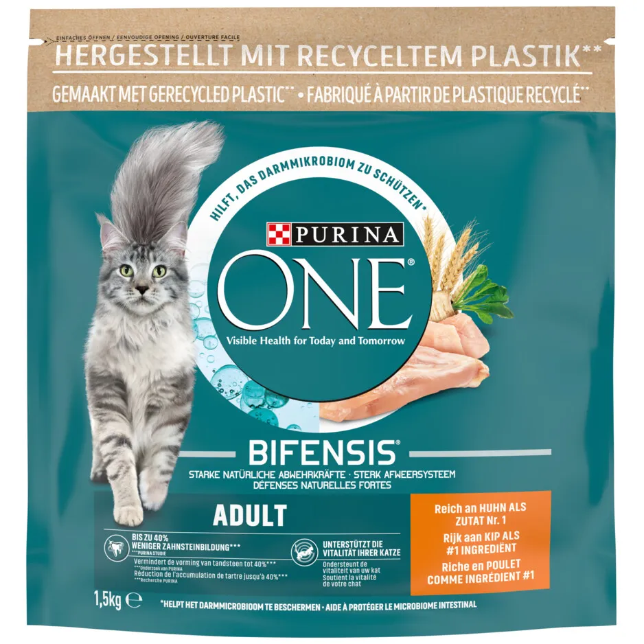 Purina ONE adult kattenvoer droog kip volkoren granen 1,5 kg